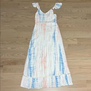 Japna Blue and Pink Tie-Dye Midi Dress